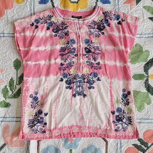 APNY Floral Embroidered Peasant Top Women's S